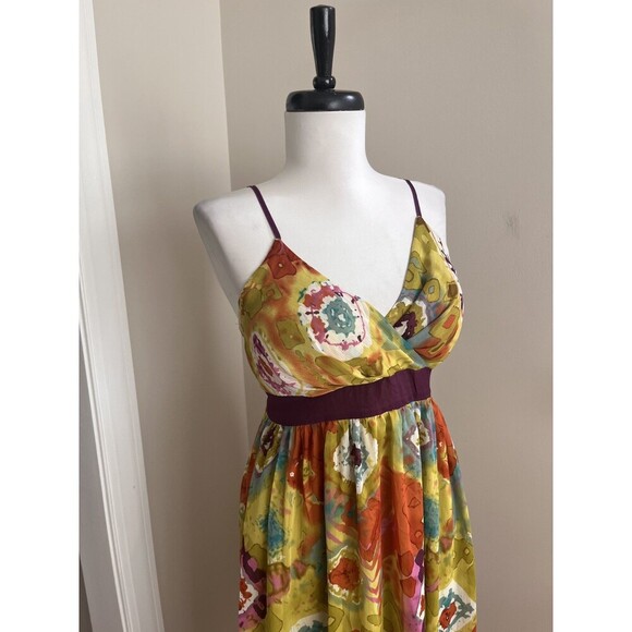 Mll Gabrielle Babydoll Maxi Dress Sz M Colorful Psychedelic 70s Festival Hippie - Picture 10 of 11